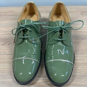 The Office of Angela Scott Ms. Neale Leather Oxfords In Sage Size EU 37.5 US 7.5